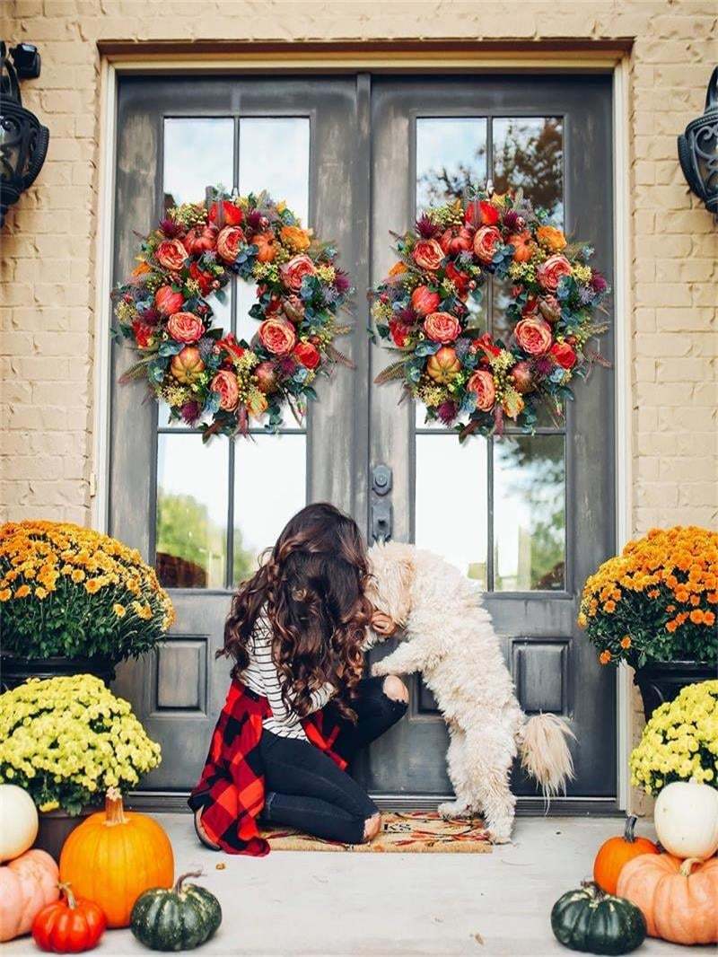 💖🔥LAST DAY 69% OFF--💖Fall Peony And Pumpkin Wreath - Year Round Wreath--🔥BUY 2 FREE VIP SHIPPING