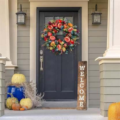 💖🔥LAST DAY 69% OFF--💖Fall Peony And Pumpkin Wreath - Year Round Wreath--🔥BUY 2 FREE VIP SHIPPING
