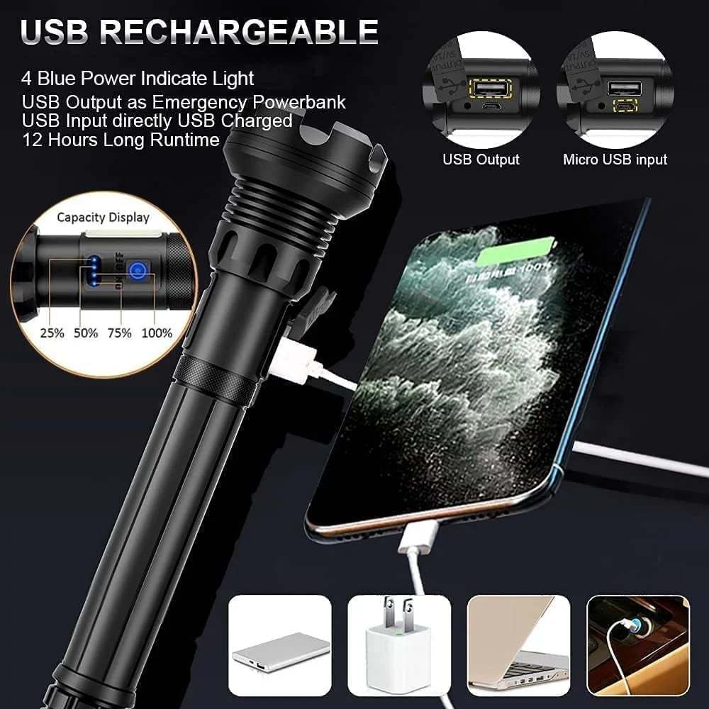 LED Rechargeable Tactical Laser Flashlight High Lumens