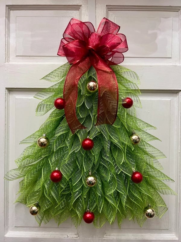 Last Day 70% OFF - Handmade Christmas Tree Wreath for Front Door