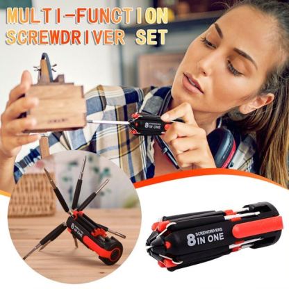 8 In 1 Screwdriver With LED Flashlight