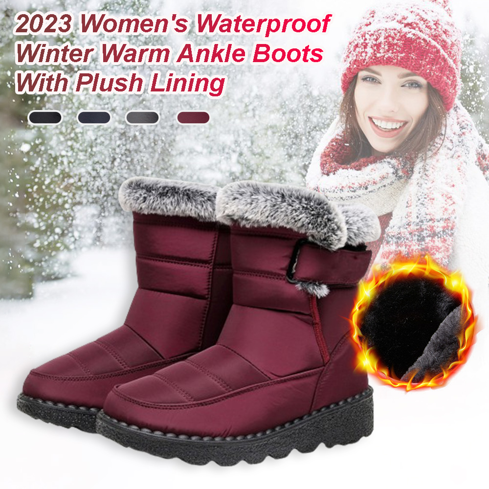 Boloone 2023 Women's Waterproof Winter Warm Ankle Boots With Plush Lining