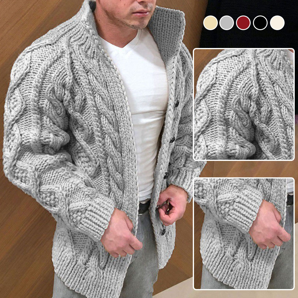 Basicbuys Men's Stand Collar Casual Knit Cardigan