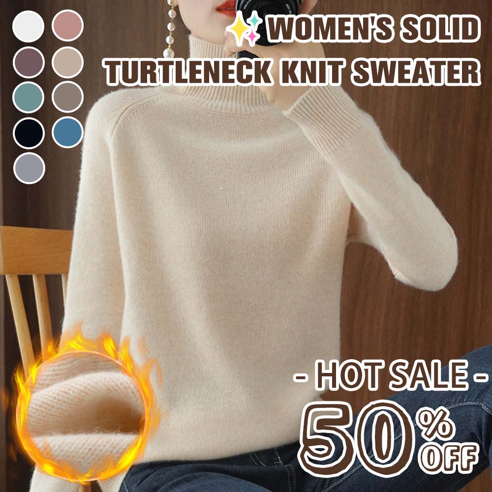 Boloone HOT SALE - 49% OFF✨WOMEN'S SOLID TURTLENECK KNIT SWEATER