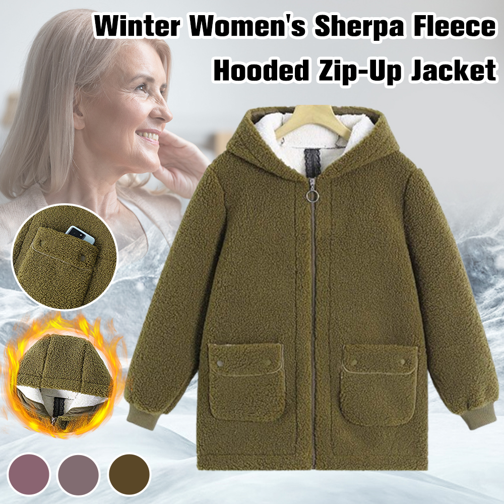 Shobous Winter Women's Sherpa Fleece Hooded Zip-Up Jacket-🔥FREE SHIPPING🔥