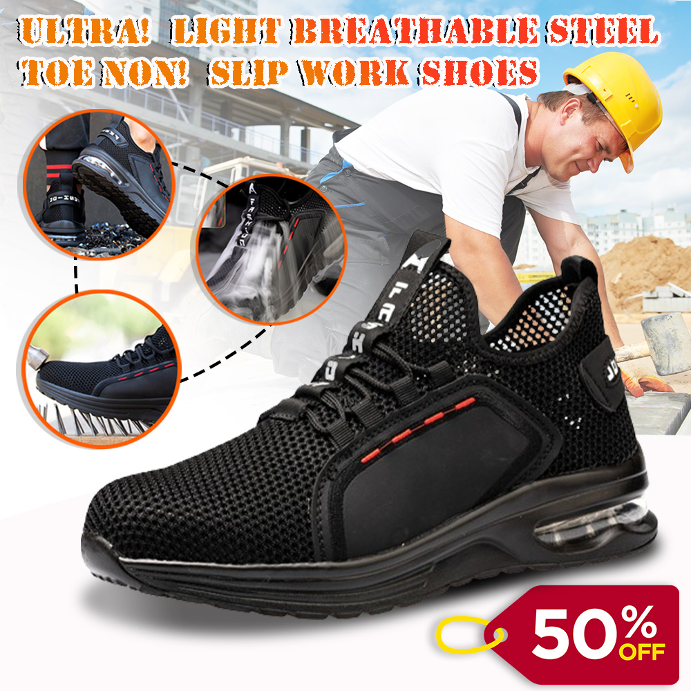 Boloone🔥Special Offer 50%+Free Shipping🔥-Ultra-Light Breathable Steel Toe Non-Slip Work Shoes