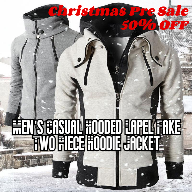 Flygooses💥Christmas Pre Sale-50% OFF💥Men's Casual Hooded Lapel Fake Two Piece Hoodie Jacket