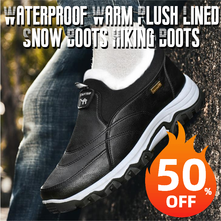 Flygoose🎁50%OFF🎁Men's Waterproof Warm Plush Lined Genuine Leather Orthopedic Snow Boots Hiking Boots