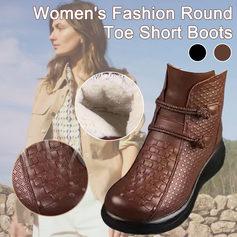 WearscomyfyWomen's Fashion Round Toe Short Boots