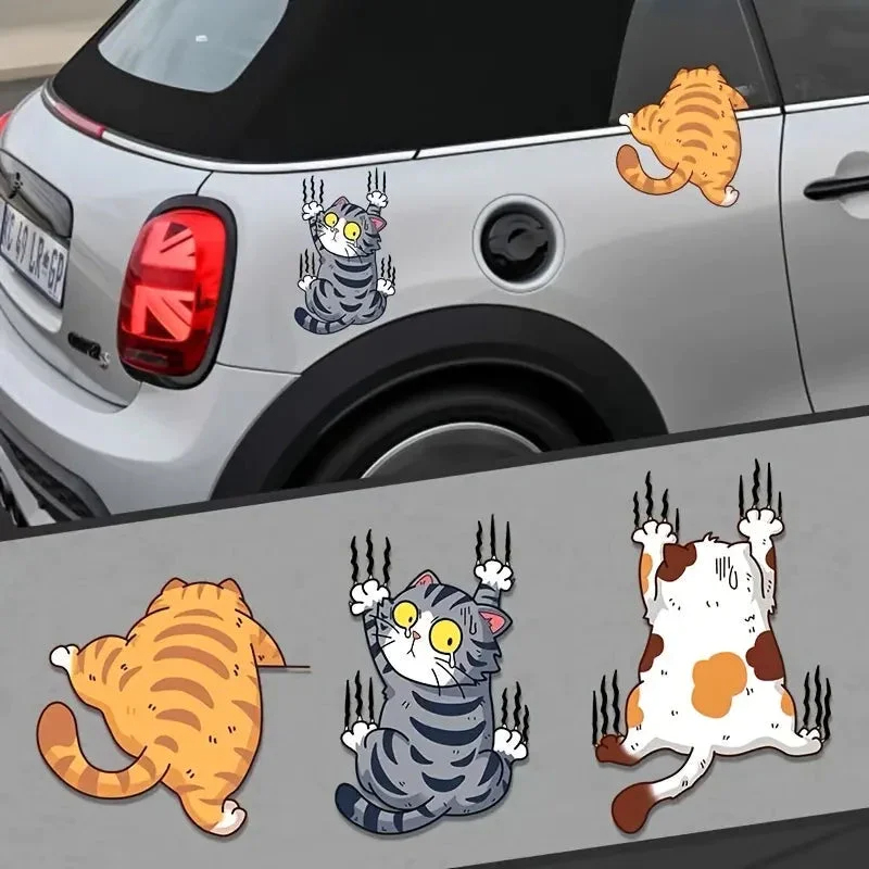 Flygooses Cute Cat Cartoon Car Sticker(Buy 1 Get 2 Sets - 6PCS)