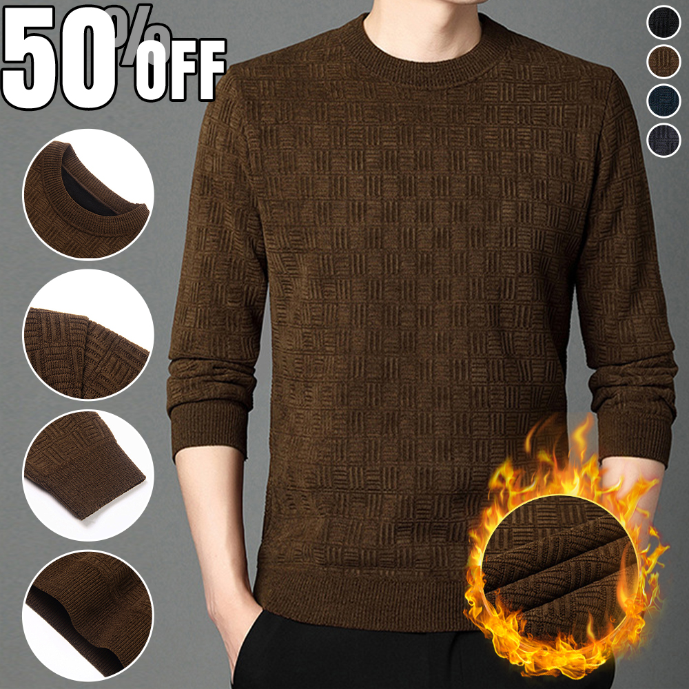Boloone 🔥🔥🔥Men's Thickened Crew Neck Jacquard Sweater