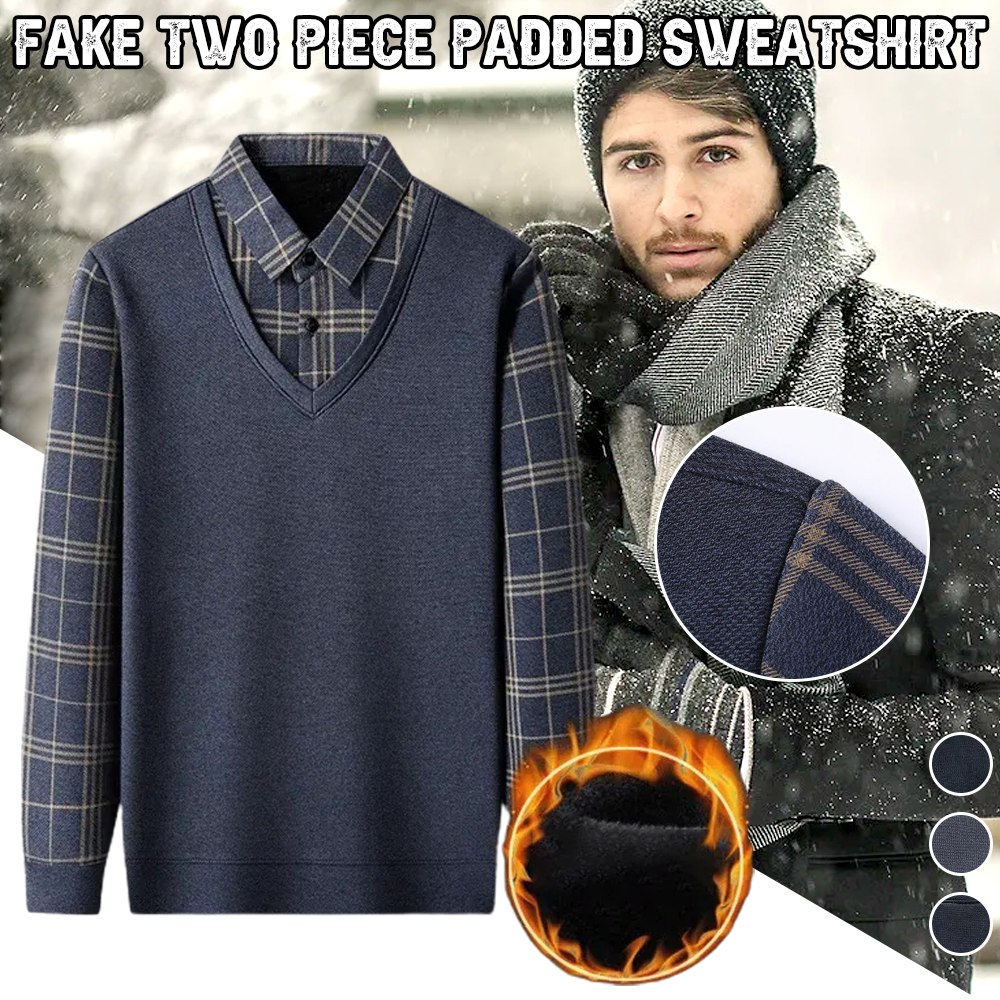 Wearscomfy 🔥FREE SHIPPING🔥 Fake Two Piece Padded Sweatshirt