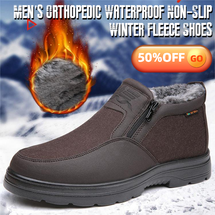 Flygooses Men's Orthopedic Warm Snow Boots Waterproof Non-Slip Winter Fleece Shoes