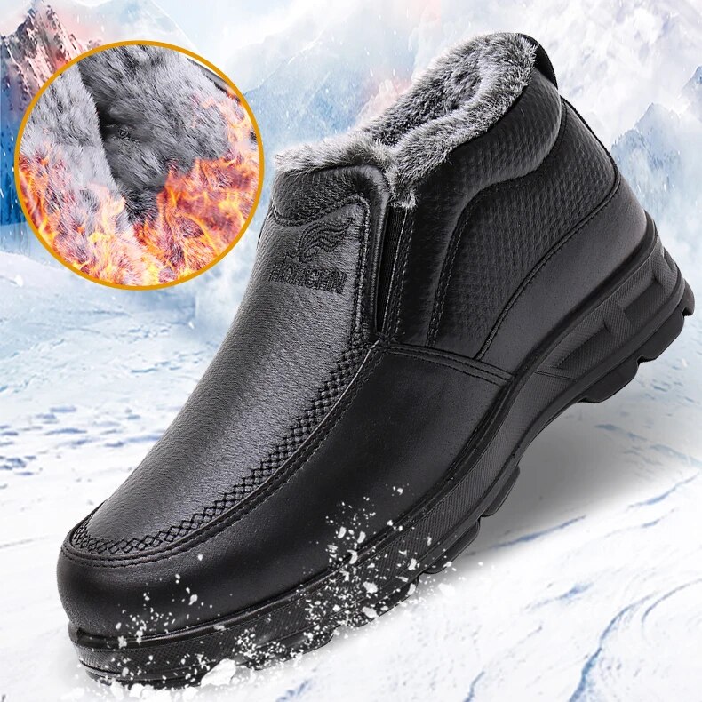Boloone 👞Men's Leather Waterproof Non-slip Warm Winter Boots