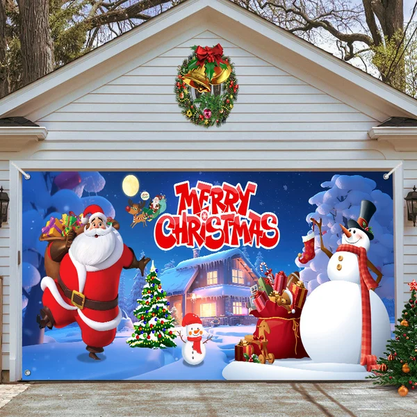 2023 New Merry Christmas Old Man Moose Garage Door Decoration - Garage