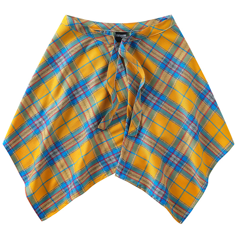 高街腰部一片式系帶朋克嘻哈風下擺屁帘襯衫格子腰封搭配舞蹈裙擺