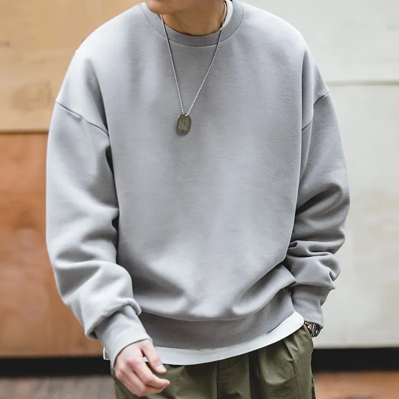 馬登工裝 復古落肩袖太空棉衛衣空氣層圓領套頭衫男潮