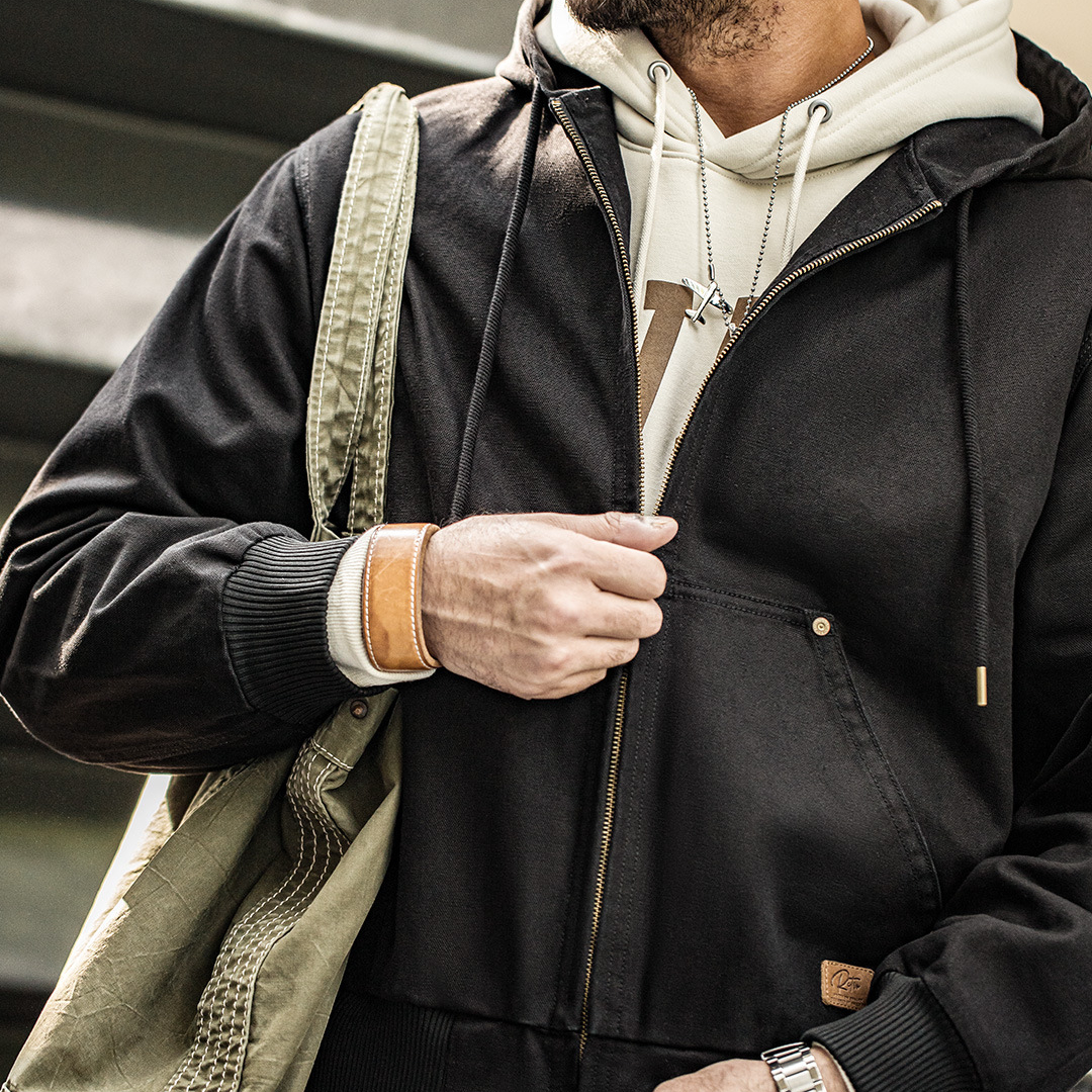 馬登工裝 美式復古連帽夾克重磅帆布阿美咔嘰J130外套男