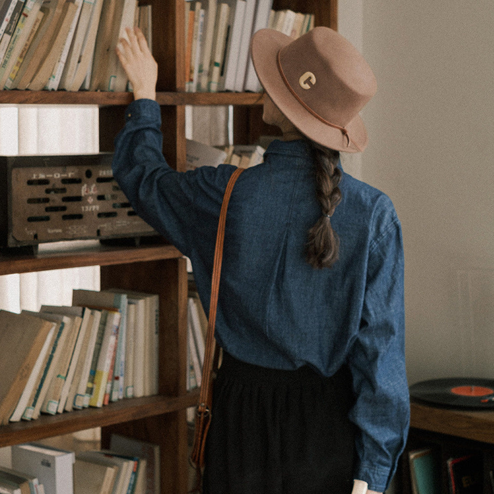 復古牛仔襯衫女薄外套開衫小眾設計感疊穿上衣長袖襯衣