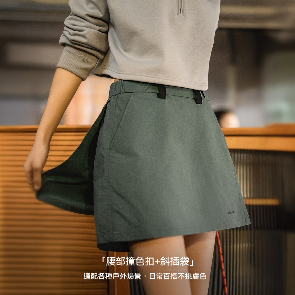 馬登女裝 夏日美式工裝假兩件短裙褲山系徒步不走光百搭鬆緊腰褲子女