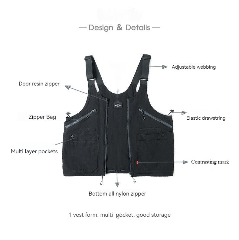 馬登工裝 復古多口袋無袖尼龍馬甲背心戶外機能兩用挎包