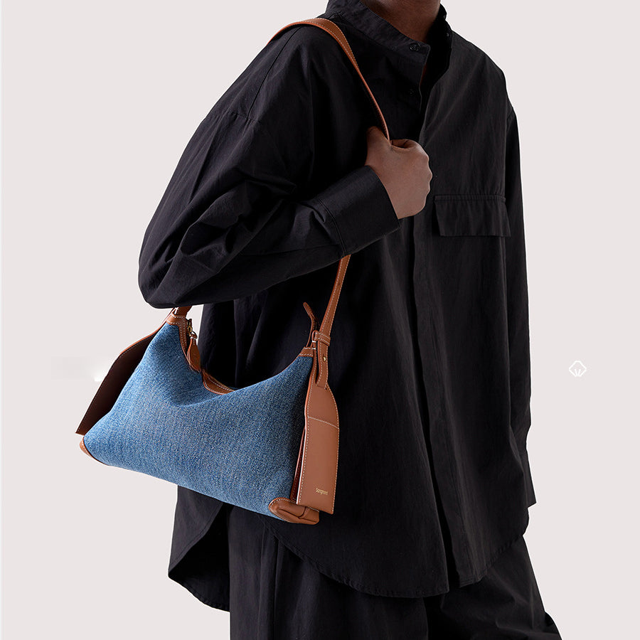 掛耳系列小號牛仔行囊hobo包通勤單肩丹寧斜挎包