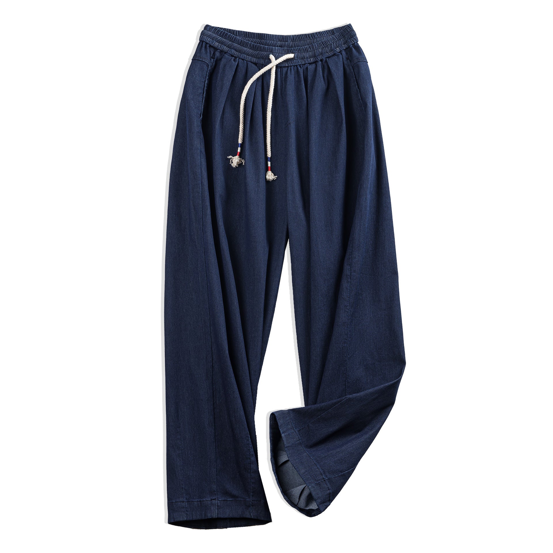 馬登女裝 冰絲牛仔褲鬆緊腰抽繩凉感直筒褲氣質顯瘦長褲