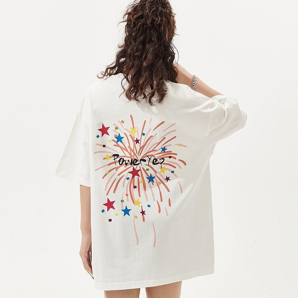 美式復古印花短袖T恤女寬鬆Oversize情侶上衣