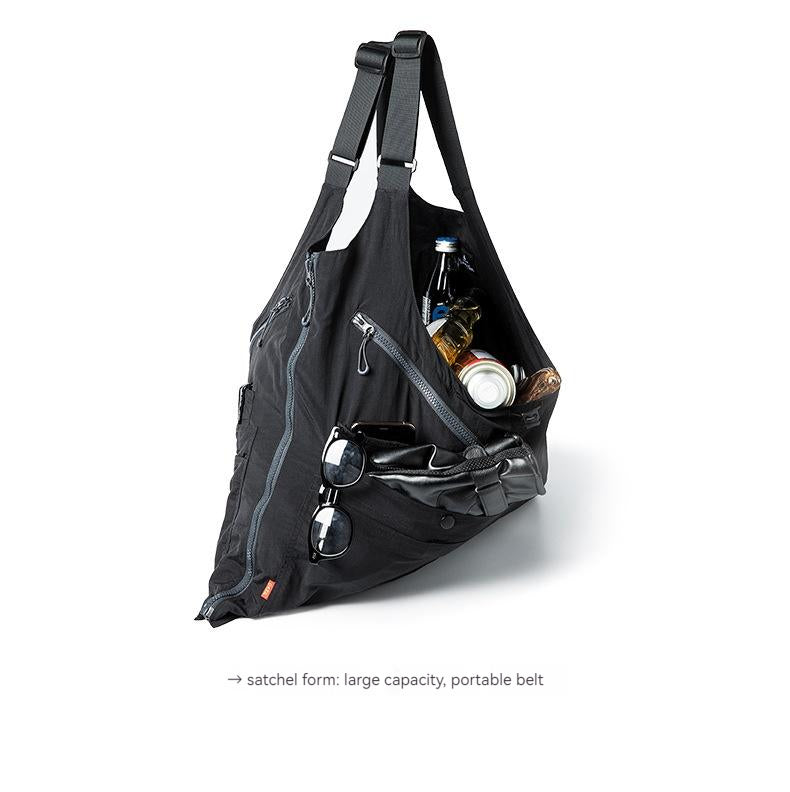 馬登工裝 復古多口袋無袖尼龍馬甲背心戶外機能兩用挎包