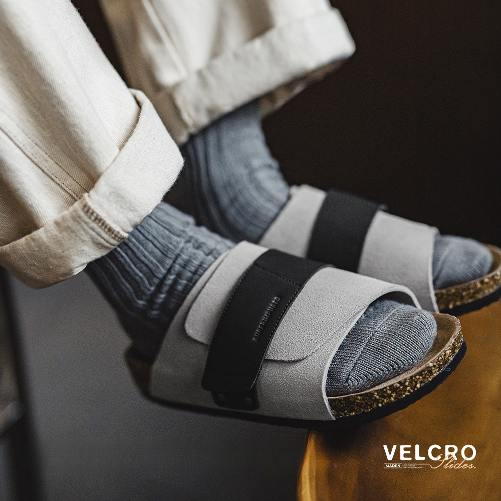 馬登工裝 穆勒鞋男夏季新款軟木一字休閒外穿凉拖鞋魔術貼一字拖