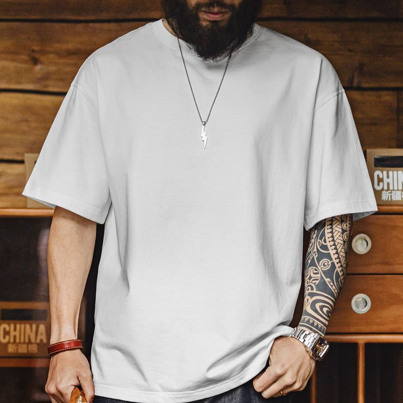 馬登工裝 新疆純棉T恤白色圓領重磅短袖凉感抑菌打底衫半袖男春夏