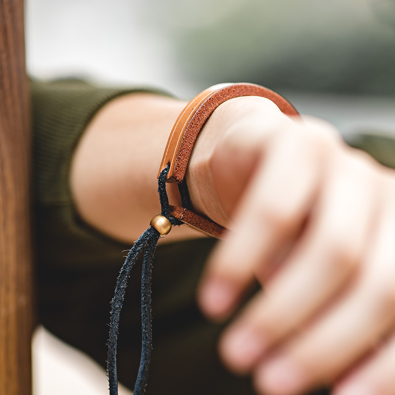 馬登工裝 復古一生之環植鞣皮手環手鐲阿美咔嘰首飾配飾男女