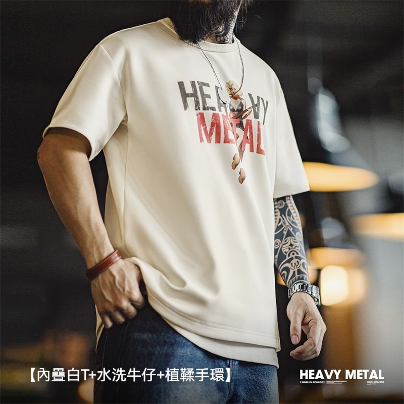 馬登工裝 復古瑪麗蓮夢露3D印花T恤美式空氣層字母短袖上衣