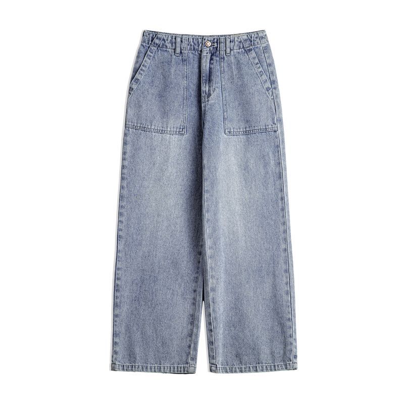 馬登女裝 復古直筒法工褲水洗牛仔褲垂感闊腿褲寬鬆休閒長褲秋冬