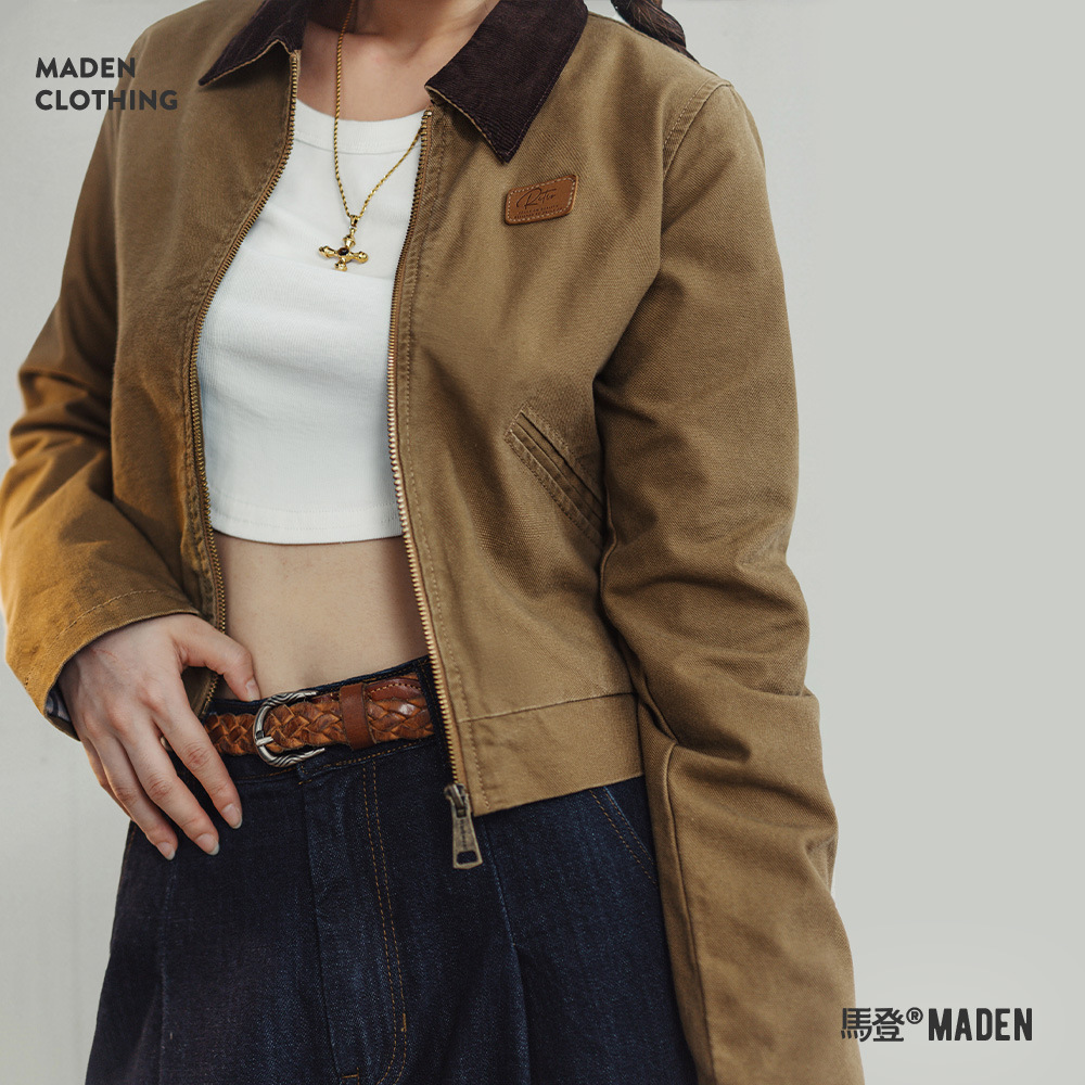 馬登女裝 星際穿越同款改良底特律夾克美式復古工裝帆布外套春秋