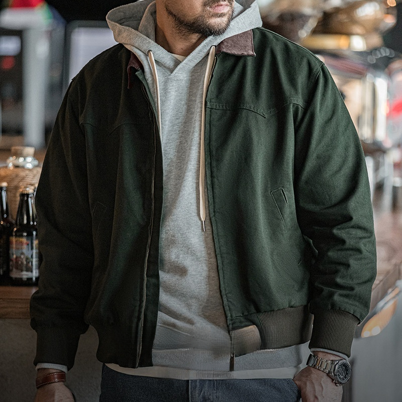 馬登工裝 美式復古重磅聖達菲帆布夾克水洗純棉翻領外套男秋季