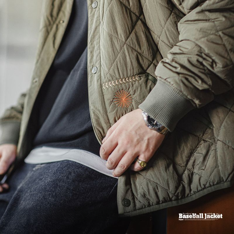 馬登工裝 美式休閒絎縫棒球服夾克棉衣菱形格加厚保暖棉服外套男冬