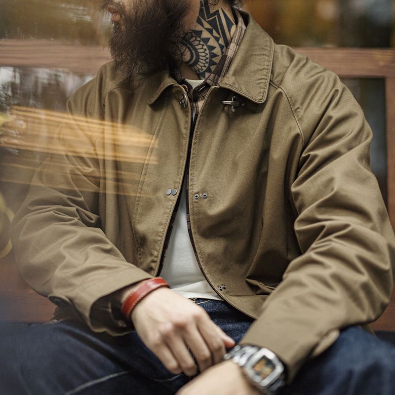 馬登工裝 美式復古消防扣重磅外套寬鬆翻領純棉帆布夾克男秋冬