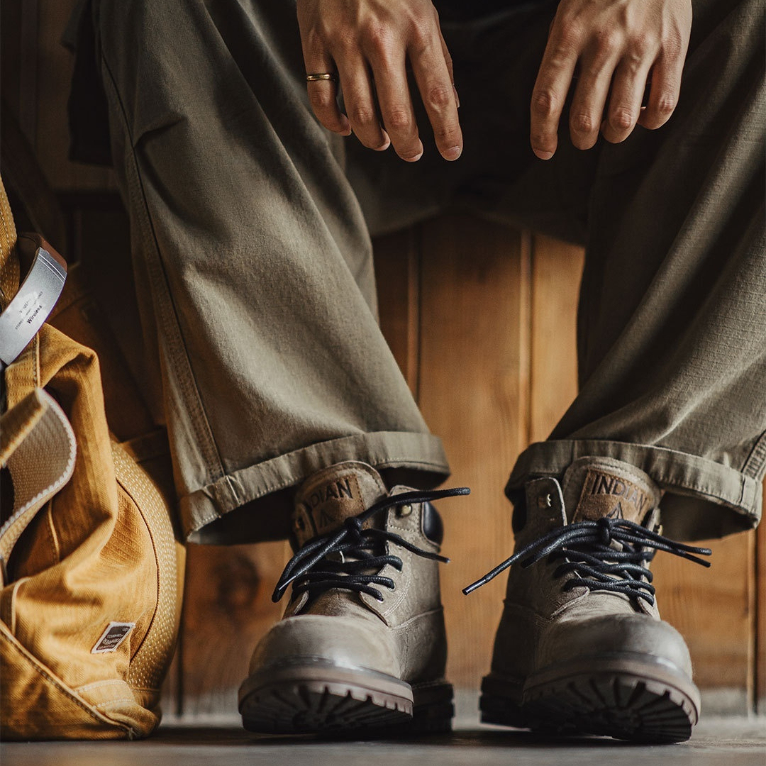 馬登男鞋 秋冬美式復古工裝靴真皮高級感中幫休閒百搭靴子