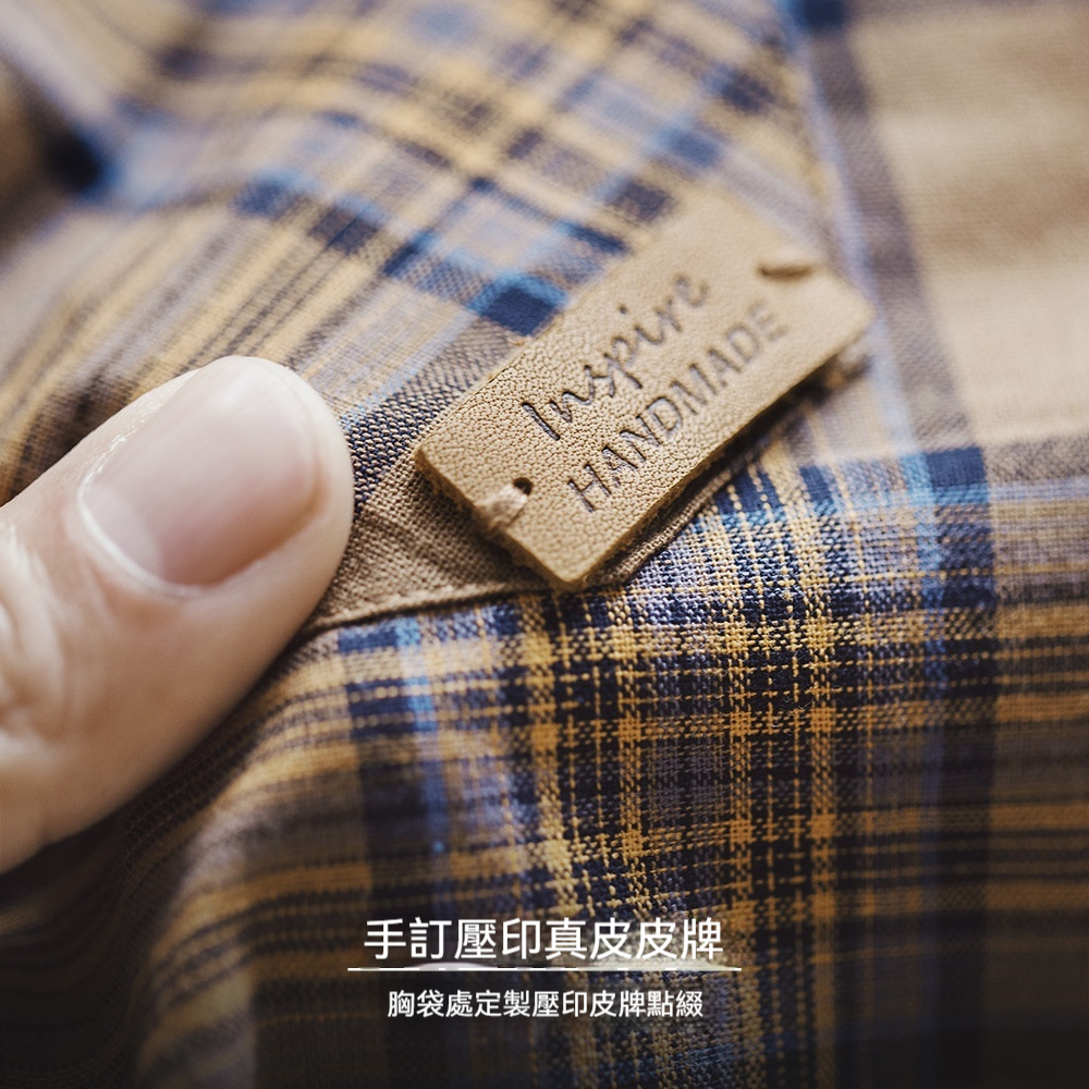 馬登工裝 美式復古格子襯衫薄款長袖純棉外套式棕色格紋襯衣男夏秋