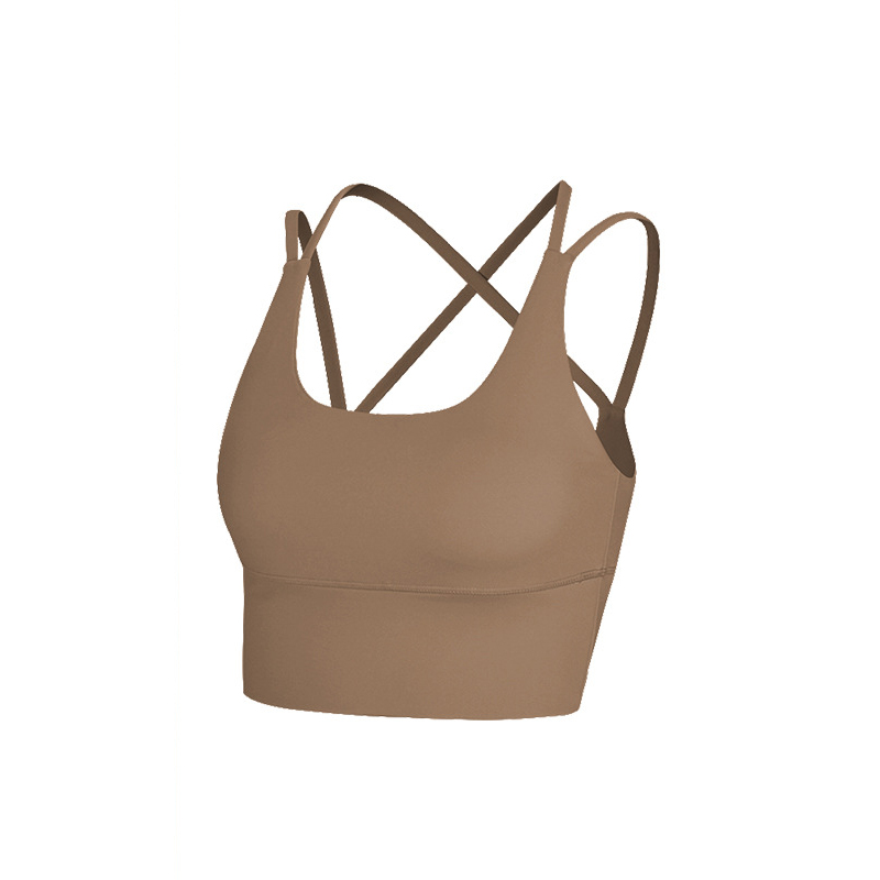 软糯高弹瑜珈吊带健身上衣交叉美背运动内衣遮副乳瑜珈背心