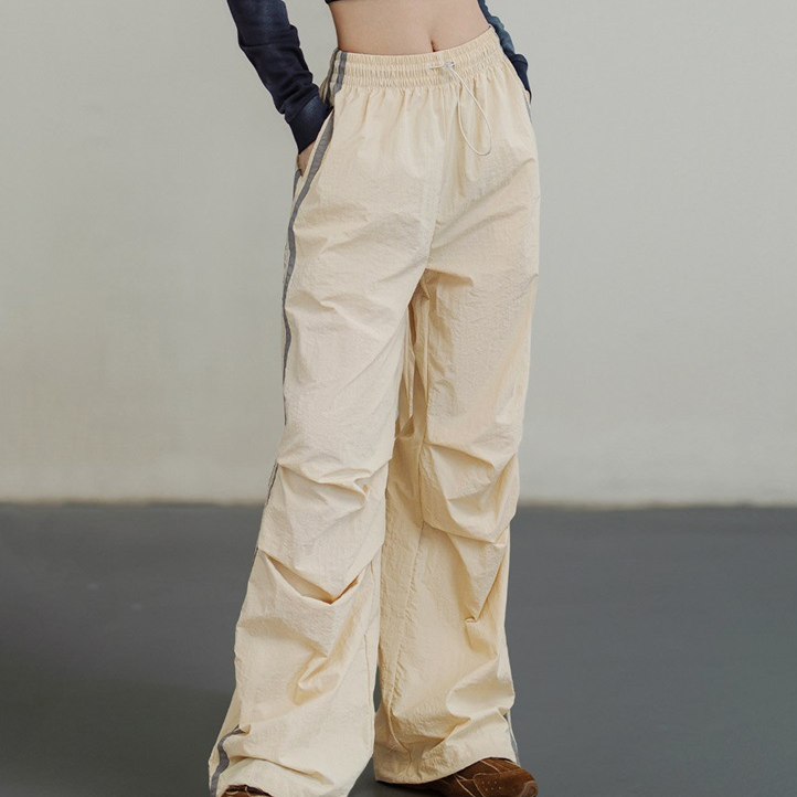 馬登女裝 美式條紋傘兵褲防潑水戶外運動闊腿工裝褲街舞褲春秋