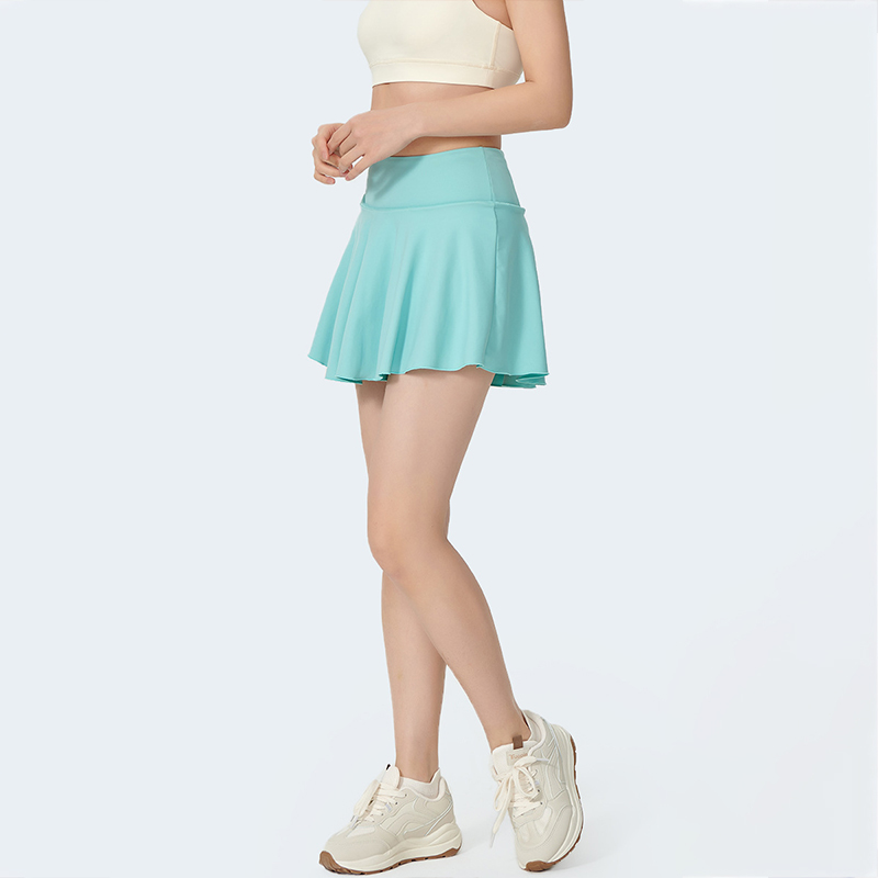 假兩件修身運動瑜珈裙透氣跑步健身帶內襯防走光口袋網球裙