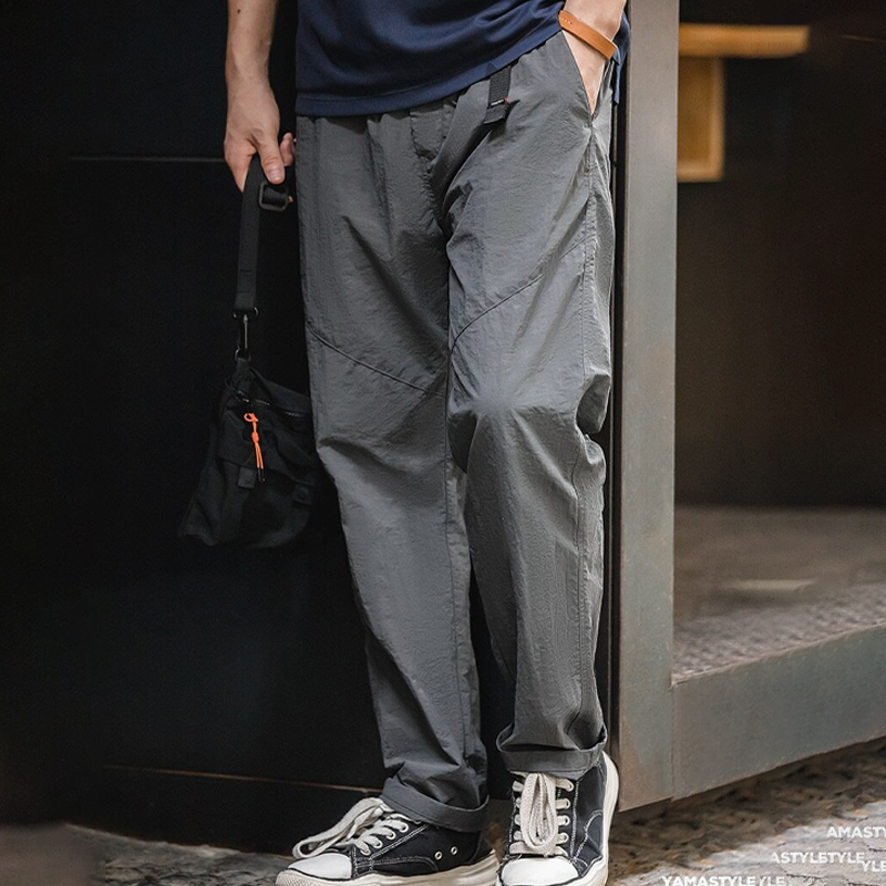 馬登工裝 美式山系速幹休閒褲快脫戰術扣鬆緊腰直筒長褲