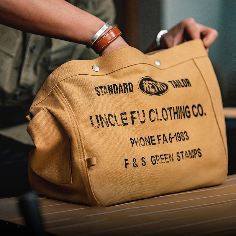 馬登工裝 美式復古大容量斜背報童包字母帆布機車電腦托特郵差包