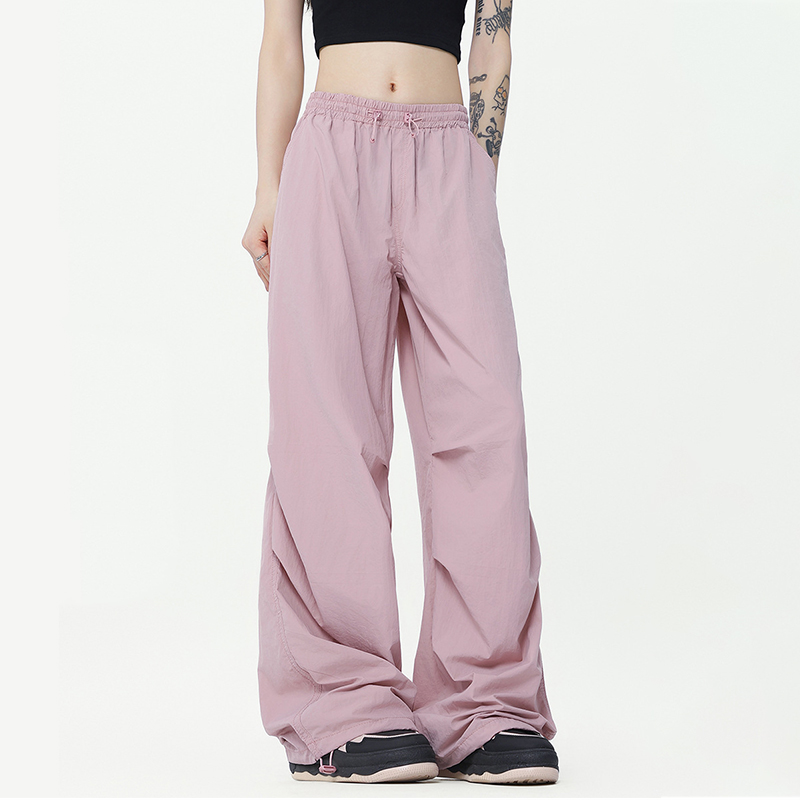 美式輕薄式傘兵褲夏季寬褲透氣抽繩束腳直筒休閒褲