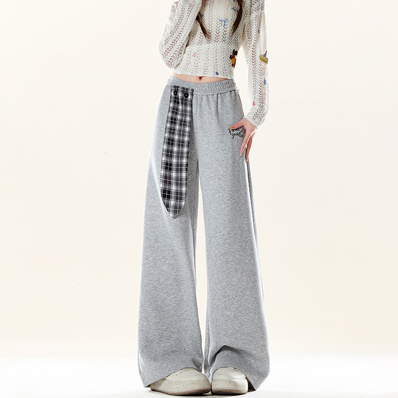 美式復古綁帶設計感運動衛褲秋冬季百搭休閒直筒寬鬆闊腿褲