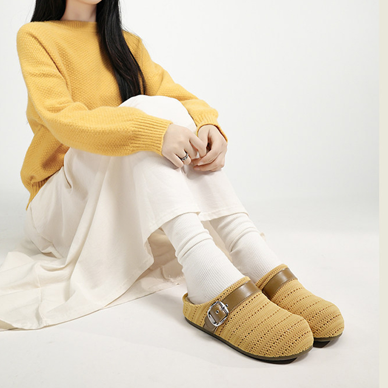 個性潮流編織包頭半拖鞋女夏季懶人外穿厚底勃肯鞋休閒涼拖鞋