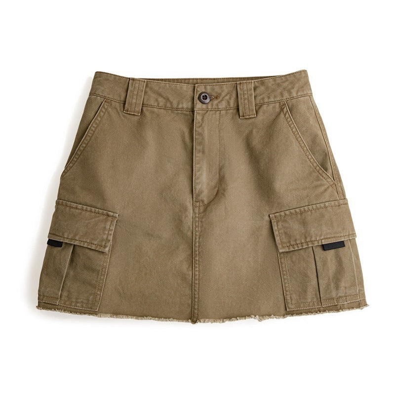 馬登女裝 美式復古包臀裙高腰純棉短款半身裙顯瘦短裙辣妹夏