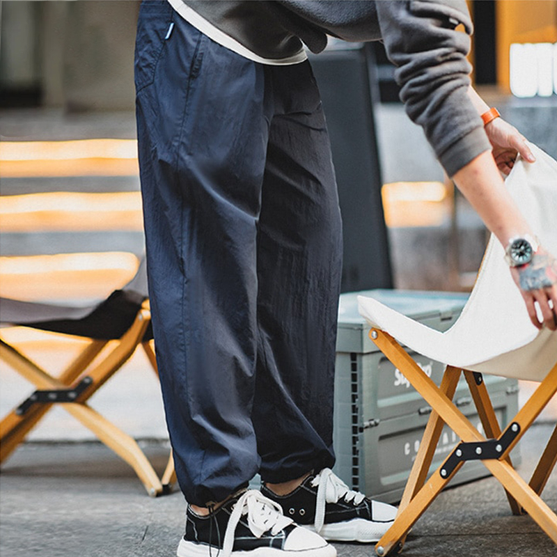 馬登工裝 寬鬆束腳機能休閒褲速乾鬆緊抽繩燈籠褲運動長褲